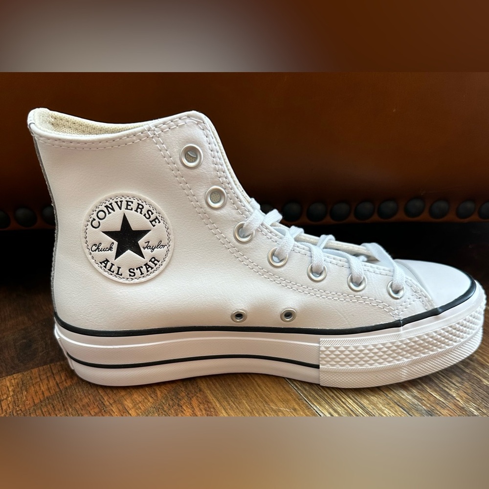 White high top platform converse